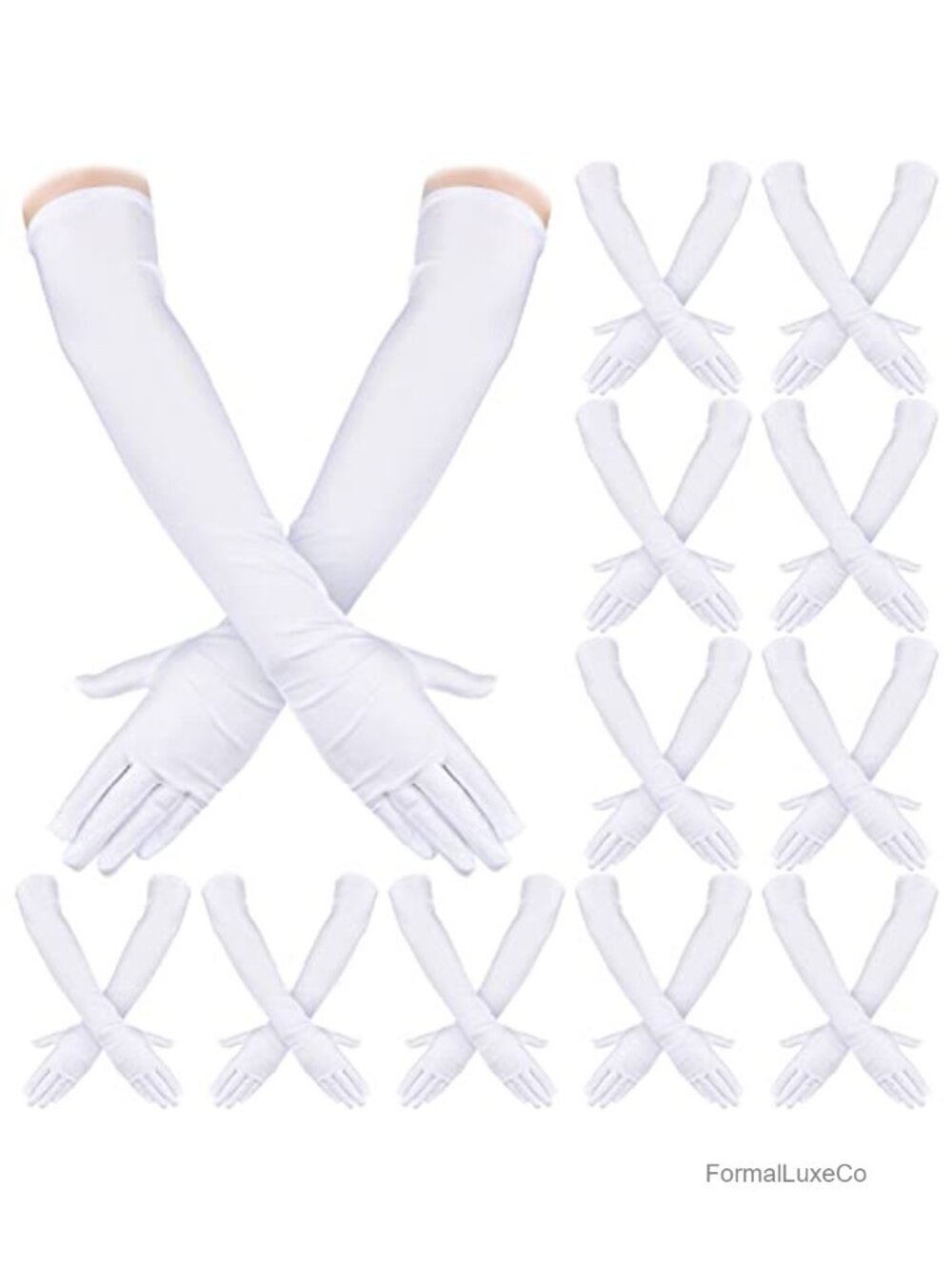 12 Pairs Long Satin Gloves Women Bride Elbow Opera Stretchy Formal